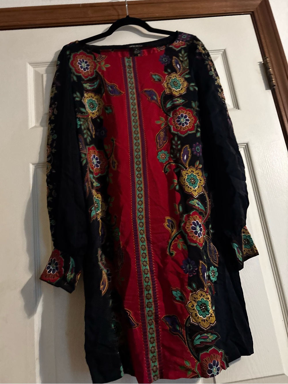 Lucky Brand Silk Boho Tunic Dress Sz M Paisley Floral